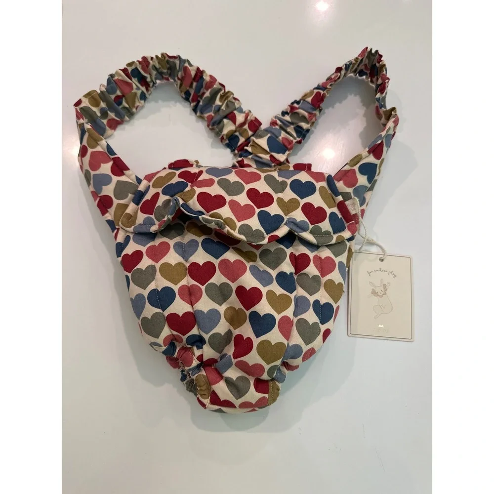 Konges Slojd Doll Nursery Set & Carrier Coeur Biscous Heart Print NWT
